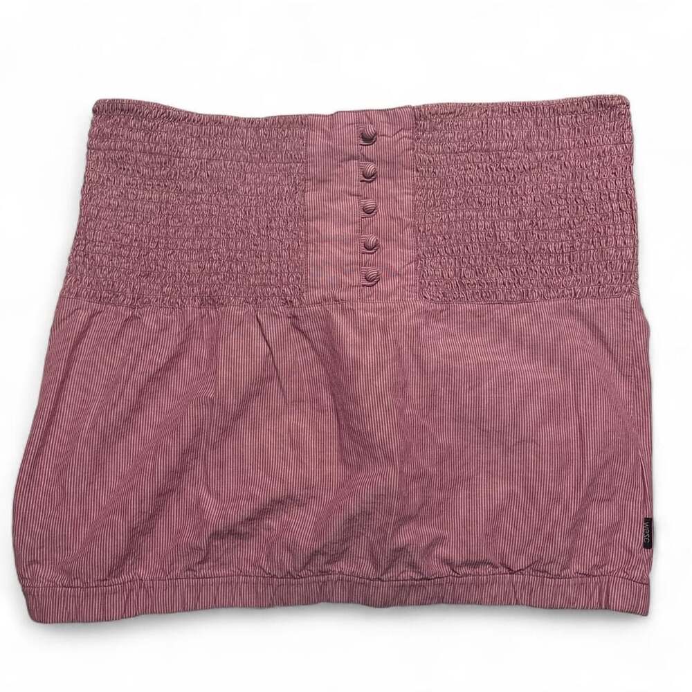 WeSC Pinstripe Tube Top Medium Pink White Smocked